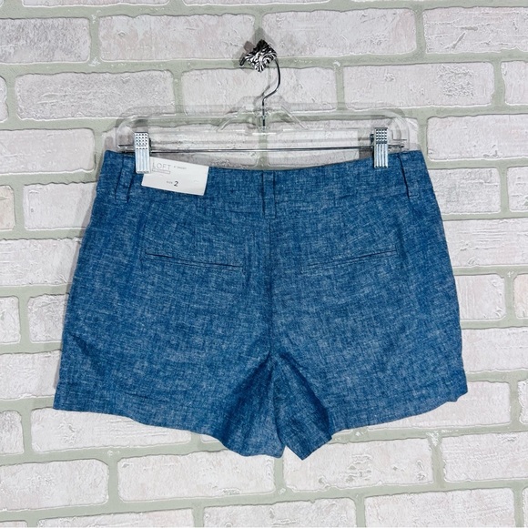 LOFT NWT 4” Linen Blend Shorts in Blue Size 2 - Picture 4 of 10